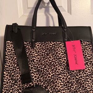 Betsey Johnson Leopard Print Tote with Black Accents